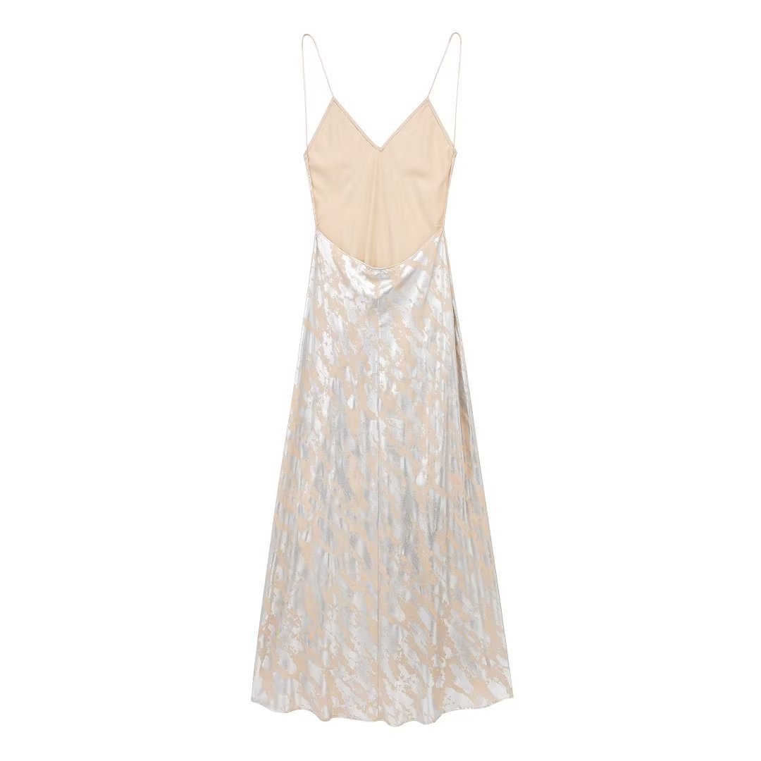 Dazzling Metal Foil Printed Underwear Dres