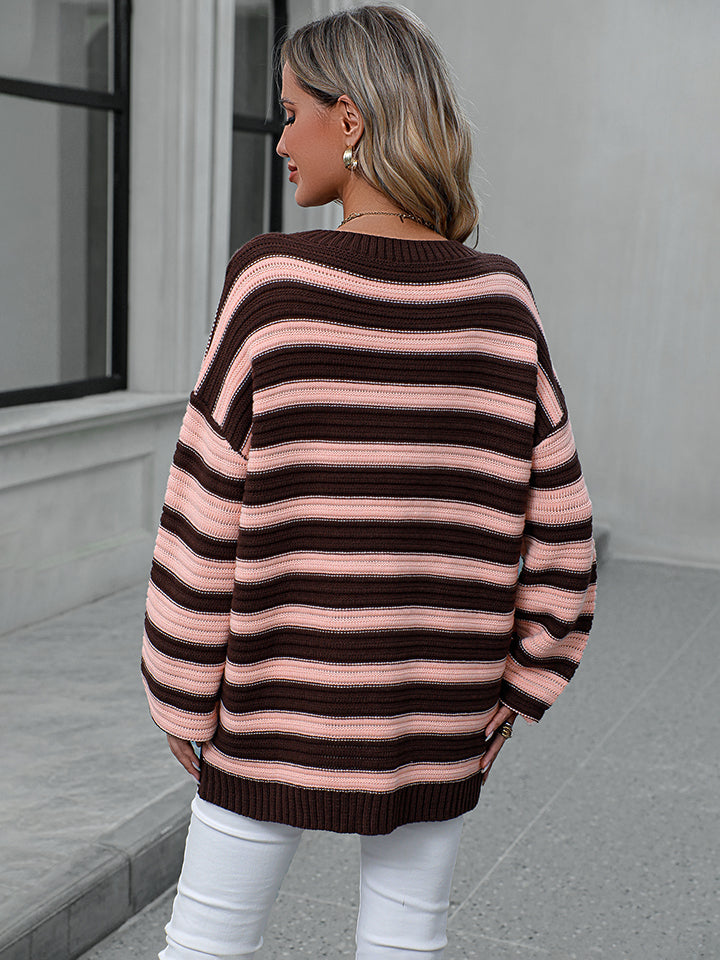 Fresh Take Striped Drop Shoulder Knit Sweater