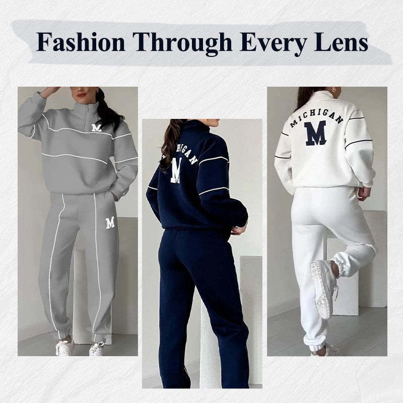 Sweatsuit Sets- 2 Piece Outfits with  Lounge Hoodless Pullover Sweatshirt and  Baggy Fashion Sweatpants with Pockets