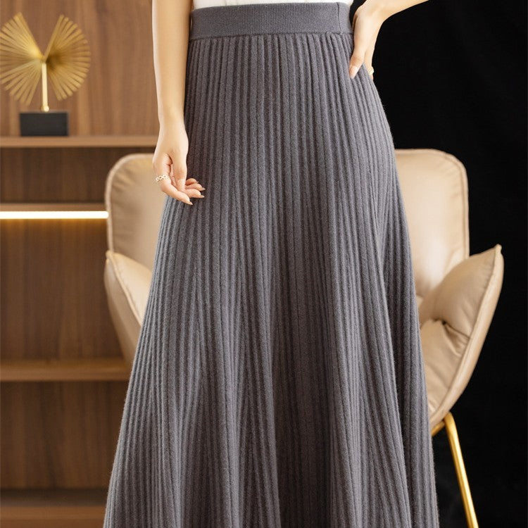 Luxury  Knitted Pleated  Wool Skirt