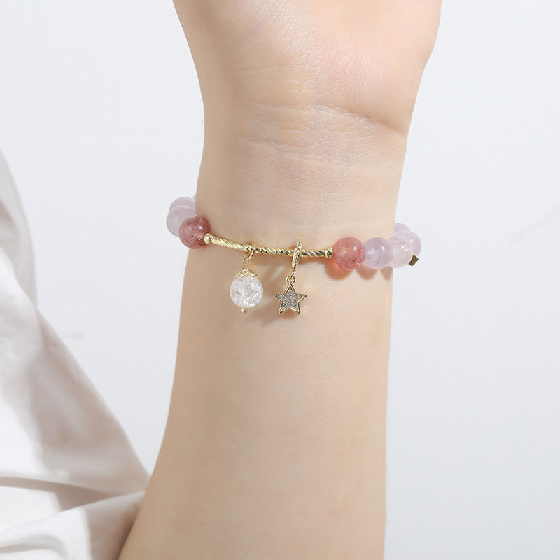 Sea Blue Mall Boho Crystal Lavender Amethyst Bracelet with Charms.  SeaBlueMall.com