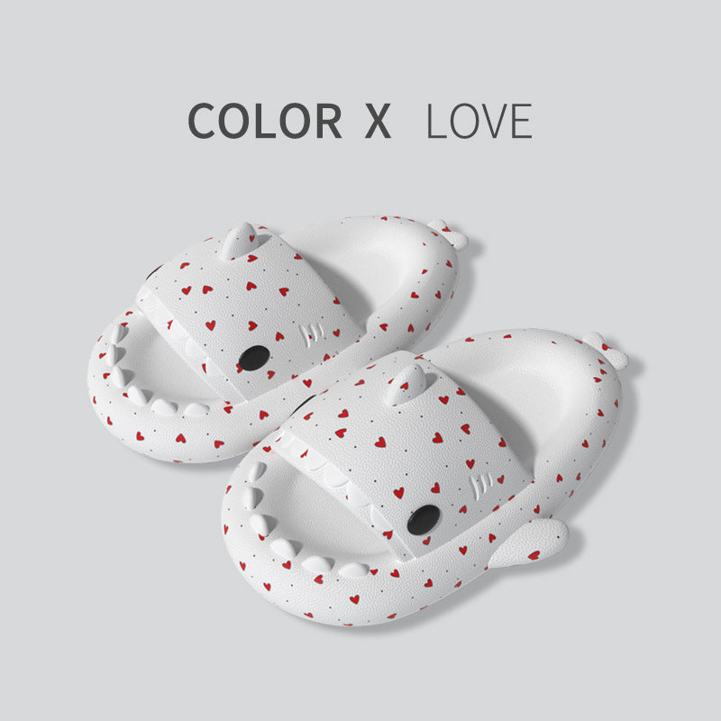 Shark Slippers Heart Print Shoes
