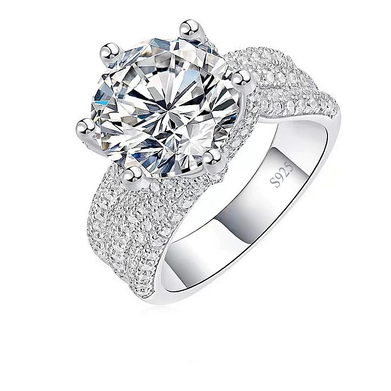 lady wearing elegant 5 carat moissanite eternity ring light luxury style