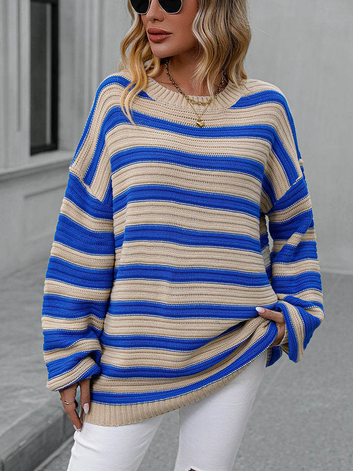 Fresh Take Striped Drop Shoulder Knit Sweater