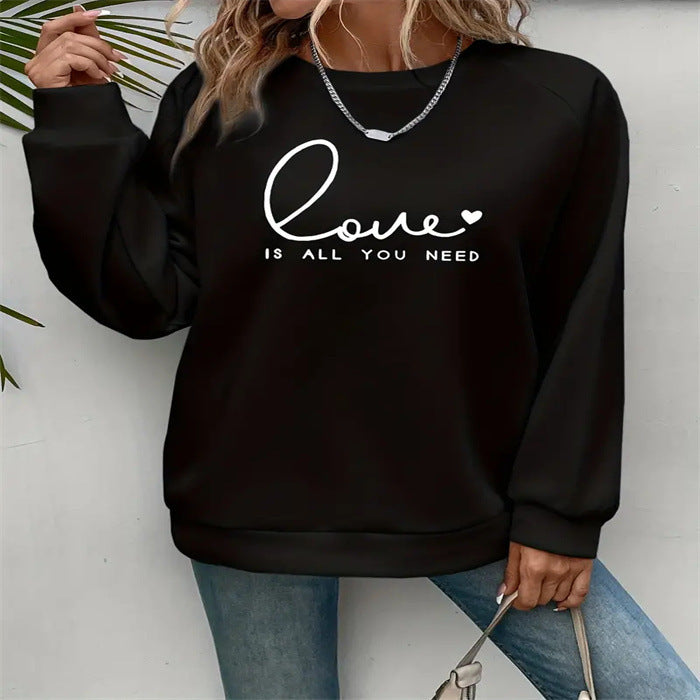 Love is All You Need Round Neck Long Sleeve Top