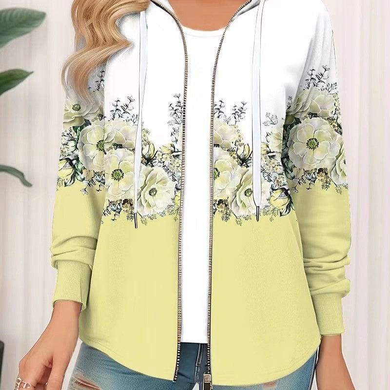 Casual Printed Full-zip Cardigan Coat