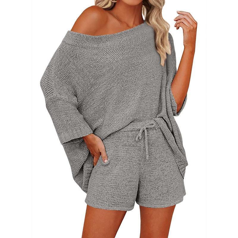 2 Piece Outfits Sweater Sets with Off Shoulder Knit Top